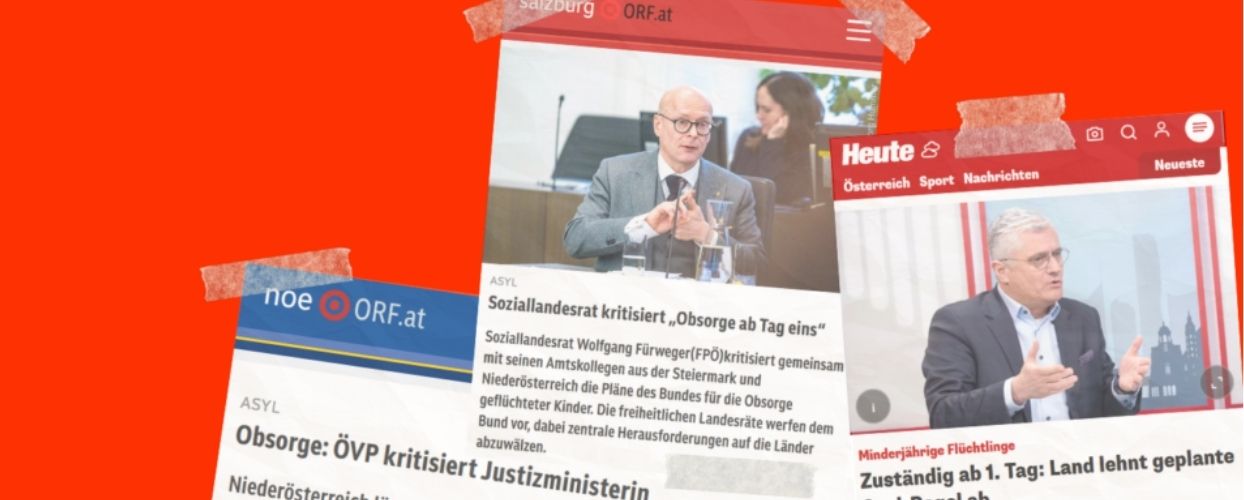 News-Schnipsel mit Schlagzeilen, die zeigen, dass die Bundesländer die Obsorge ab Tag 1 nicht übernehmen wollen.