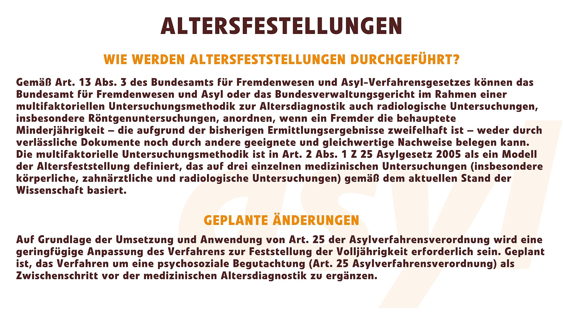 Altersfeststellungen Fluchtwaisen Allgemein