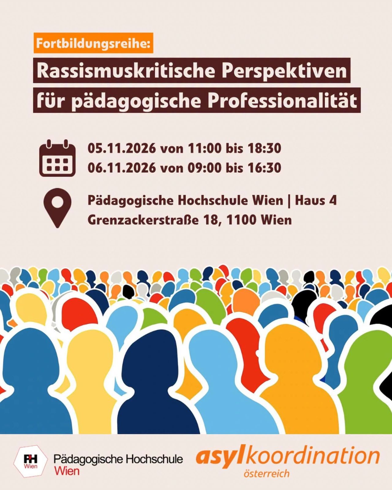 Fortbildungsreihe: Rassismuskritische Perspektiven auf pädagogische Professionalität, 5.-6.11.2026